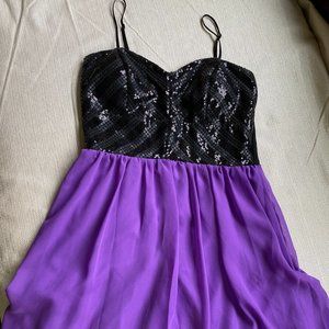 Shimmery Black & Purple High/Low Dress